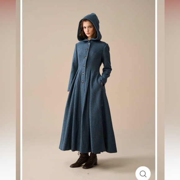 LINENNAIVE Jackets & Blazers - Linennaive My Fair Lady 26 Hooded Wool Coat size medium in Starry Blue NWT